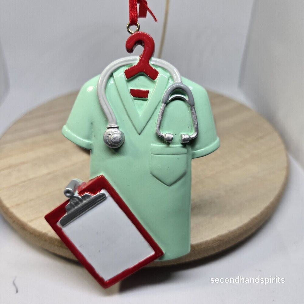 Nurse Doctor Scrubs Green Christmas Tree Ornament Holiday Gift
